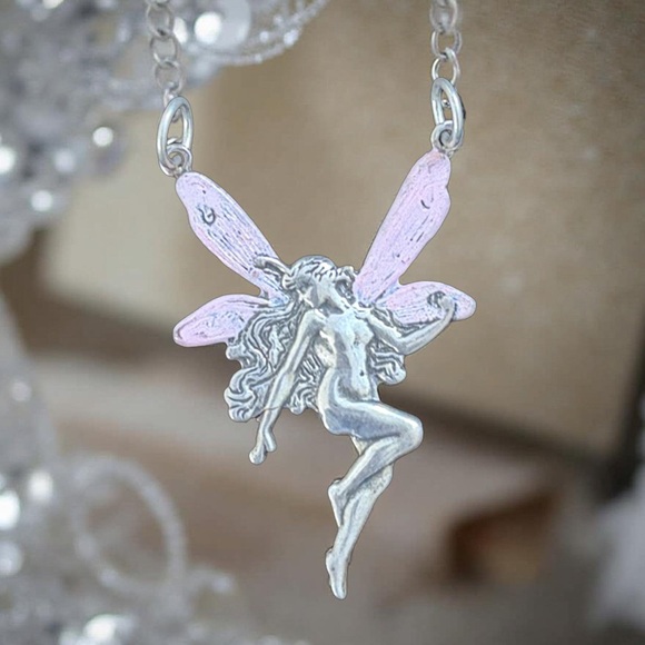 🆕 Sterling Silver Large Fairy W Pink Wings Pendant | 1.75” | 925 Stamped - Picture 10 of 11